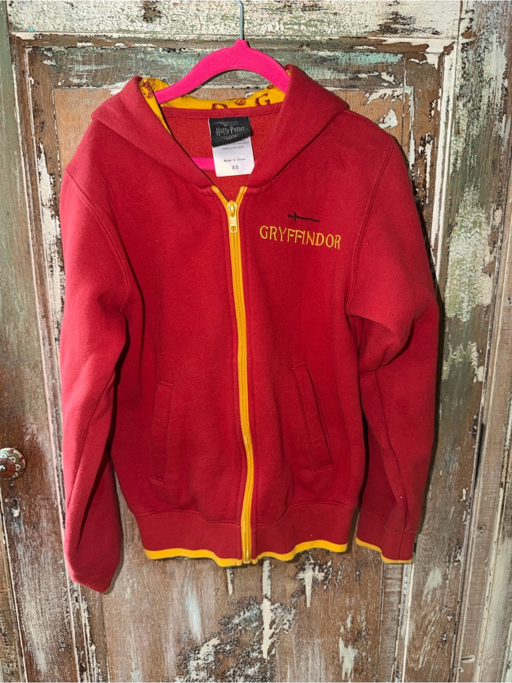 Harry Potter Gryffindor Red Full Zip Hoodie Youth XS Wizarding World